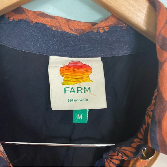 FARM Rio Miranda Long Sleeve Floral Faux Wrap Midi Dress Button Front M Chemise - Picture 5 of 11